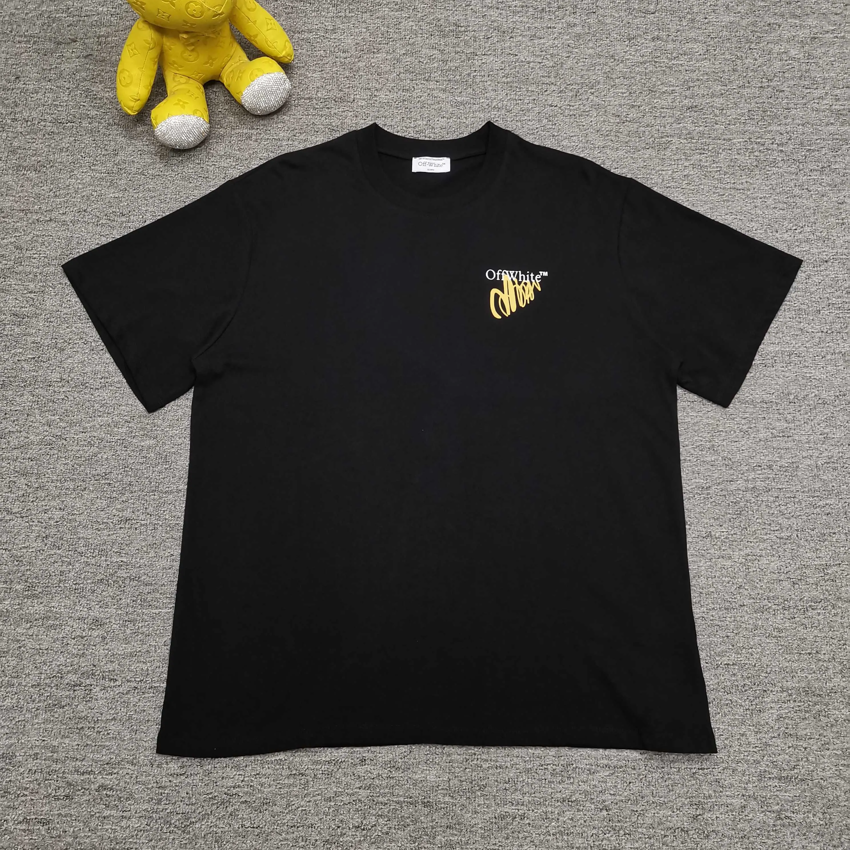 Top version ❤️off white new loose version yellow short-sleeved T-shirt Size: S M L XL Color: Black White P240